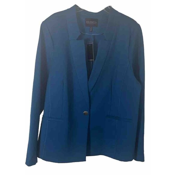 26 Eloquii Women’s Plus Size Stretch Blue/Green Work Blazer Rayon/nylon/spandex - Picture 1 of 5